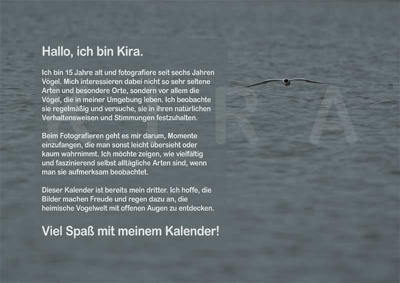 Vogelkalender 2026 Über Kira Helfenstein